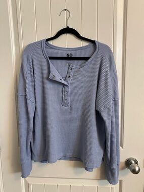 Blue Waffle Henley Pullover
